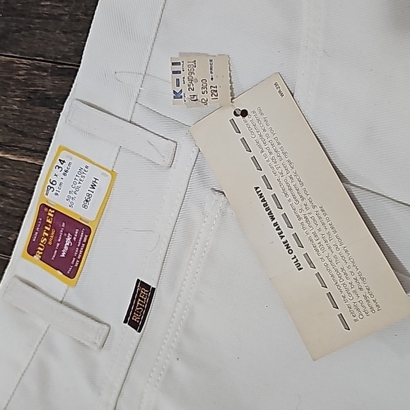 RUSTLER Wrangler  made in USA genuine VINTAGE white jeans NEW nwt sz 36 x 34p - Picture 3 of 9